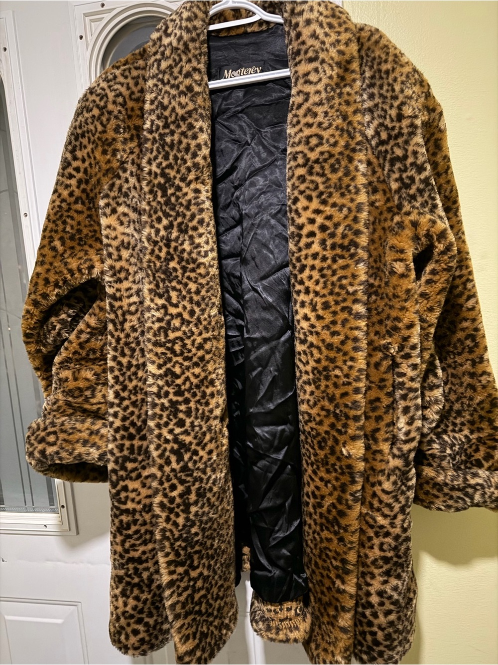 Montarey Faux Fur Leopard Pea Coat - Brown
